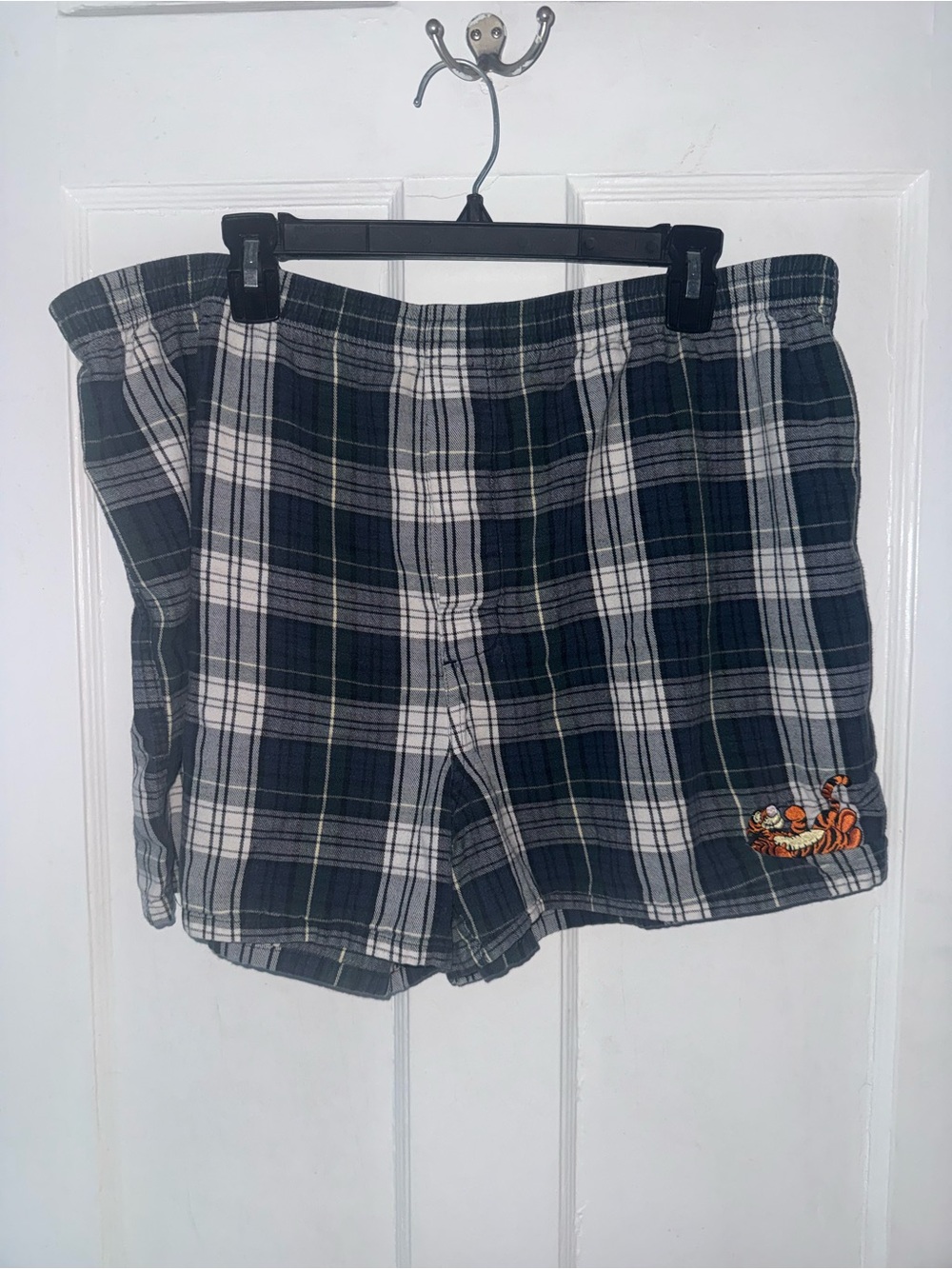 Vintage Disney Plaid Cotton Lounge Shorts - Black & White